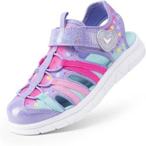 imageDREAM PAIRS Toddler Boys Girls Sport Sandals Cute Breathable Lightweight Outdoor Play Casual Closed Toe Hook and Loop for ToddlersLittleBig KidsPurple