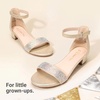 image:imageDREAM PAIRS Girls Sandals Low Heel Dress Pump Ankle Strap Flower Wedding Party Shoes for Little KidBig KidGold