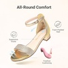 image:imageDREAM PAIRS Girls Sandals Low Heel Dress Pump Ankle Strap Flower Wedding Party Shoes for Little KidBig KidGoldglitter