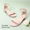 image:imageDREAM PAIRS Girls Sandals Low Heel Dress Pump Ankle Strap Flower Wedding Party Shoes for Little KidBig KidNude