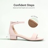image:imageDREAM PAIRS Girls Sandals Low Heel Dress Pump Ankle Strap Flower Wedding Party Shoes for Little KidBig KidNude