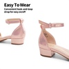 image:imageDREAM PAIRS Girls Sandals Low Heel Dress Pump Ankle Strap Flower Wedding Party Shoes for Little KidBig KidRose Gold