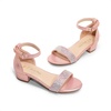 image:imageDREAM PAIRS Girls Sandals Low Heel Dress Pump Ankle Strap Flower Wedding Party Shoes for Little KidBig KidRose Gold