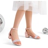 image:imageDREAM PAIRS Girls Sandals Low Heel Dress Pump Ankle Strap Flower Wedding Party Shoes for Little KidBig KidRose Gold
