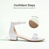 image:imageDREAM PAIRS Girls Sandals Low Heel Dress Pump Ankle Strap Flower Wedding Party Shoes for Little KidBig KidSilver