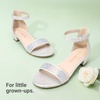 image:imageDREAM PAIRS Girls Sandals Low Heel Dress Pump Ankle Strap Flower Wedding Party Shoes for Little KidBig KidSilver