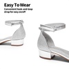 image:imageDREAM PAIRS Girls Sandals Low Heel Dress Pump Ankle Strap Flower Wedding Party Shoes for Little KidBig KidSilverglitter