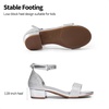 image:imageDREAM PAIRS Girls Sandals Low Heel Dress Pump Ankle Strap Flower Wedding Party Shoes for Little KidBig KidSilverglitter