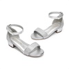 image:imageDREAM PAIRS Girls Sandals Low Heel Dress Pump Ankle Strap Flower Wedding Party Shoes for Little KidBig KidSilverglitter