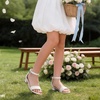 image:imageDREAM PAIRS Girls Sandals Low Heel Dress Pump Ankle Strap Flower Wedding Party Shoes for Little KidBig KidWhite