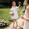image:imageDREAM PAIRS Girls Sandals Low Heel Dress Pump Ankle Strap Flower Wedding Party Shoes for Little KidBig KidWhite