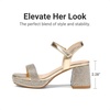 image:imageDREAM PAIRS Girls Sandals Open Toe Low Block Chunky Heels Sandals Party Dress Pumps Shoes for Little Big KidAll Gold Metallic