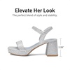 image:imageDREAM PAIRS Girls Sandals Open Toe Low Block Chunky Heels Sandals Party Dress Pumps Shoes for Little Big KidAll Silver Glitter