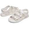 image:imageDREAM PAIRS Girls Sandals Open Toe Summer Shoes with Adjustable Strap Buckle ToddlerLittle KidBeigeWhite