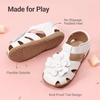 image:imageDREAM PAIRS Girls ToddlerLittle Kid ClosedToe Flower Summer Dress Sandals ShoesAll White