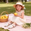 image:imageDREAM PAIRS Girls ToddlerLittle Kid ClosedToe Flower Summer Dress Sandals ShoesAll White
