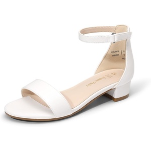 image:imageDREAM PAIRS Girls Sandals Low Heel Dress Pump Ankle Strap Flower Wedding Party Shoes for Little KidBig KidWhite