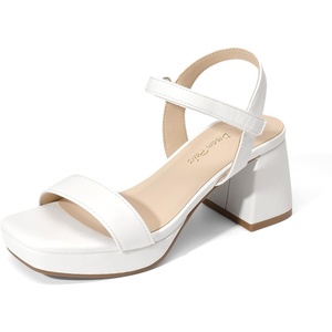 image:imageDREAM PAIRS Girls Sandals Open Toe Low Block Chunky Heels Sandals Party Dress Pumps Shoes for Little Big KidAll White
