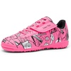 image:imageDREAM PAIRS Boys Girls Indoor Turf Soccer Cleats Lace Up Athletic Youth Futsal Football Casual Shoes for LittleBig KidHot Pink
