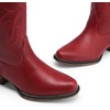 image:imageDREAM PAIRS Cowboy Boots for Women Cowgirl Western Mid Calf Boots Snip Toe Embroidered Stitched Low Chunky Heel Pull On Fashion BootsAll Red