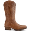 image:imageDREAM PAIRS Cowboy Boots for Women Cowgirl Western Mid Calf Boots Snip Toe Embroidered Stitched Low Chunky Heel Pull On Fashion BootsBrown