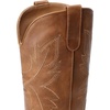 image:imageDREAM PAIRS Cowboy Boots for Women Cowgirl Western Mid Calf Boots Snip Toe Embroidered Stitched Low Chunky Heel Pull On Fashion BootsBrown