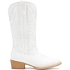 image:imageDREAM PAIRS Cowboy Boots for Women Cowgirl Western Mid Calf Boots Snip Toe Embroidered Stitched Low Chunky Heel Pull On Fashion BootsWhite