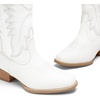 image:imageDREAM PAIRS Cowboy Boots for Women Cowgirl Western Mid Calf Boots Snip Toe Embroidered Stitched Low Chunky Heel Pull On Fashion BootsWhite