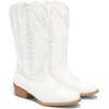 image:imageDREAM PAIRS Cowboy Boots for Women Cowgirl Western Mid Calf Boots Snip Toe Embroidered Stitched Low Chunky Heel Pull On Fashion BootsWhite