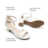 image:imageDREAM PAIRS Girls Sandals Chunky Pump Ankle Strap High Heels Dress Open Toe Flower Wedding Party for Little Big KidWhitepat