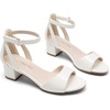 image:imageDREAM PAIRS Girls Sandals Chunky Pump Ankle Strap High Heels Dress Open Toe Flower Wedding Party for Little Big KidWhitepat