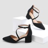image:imageDREAM PAIRS Womens Closed Pointed Toe Low Chunky Heels Pumps Ankle Strap Wedding Business Dressy ShoesBlacknubuck