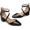 image:imageDREAM PAIRS Womens Closed Pointed Toe Low Chunky Heels Pumps Ankle Strap Wedding Business Dressy ShoesBlackpu