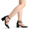 image:imageDREAM PAIRS Womens Closed Pointed Toe Low Chunky Heels Pumps Ankle Strap Wedding Business Dressy ShoesBlackpu