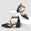 image:imageDREAM PAIRS Womens Closed Pointed Toe Low Chunky Heels Pumps Ankle Strap Wedding Business Dressy ShoesBlackpu