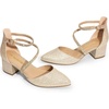 image:imageDREAM PAIRS Womens Closed Pointed Toe Low Chunky Heels Pumps Ankle Strap Wedding Business Dressy ShoesGold