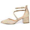 image:imageDREAM PAIRS Womens Closed Pointed Toe Low Chunky Heels Pumps Ankle Strap Wedding Business Dressy ShoesGold