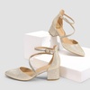 image:imageDREAM PAIRS Womens Closed Pointed Toe Low Chunky Heels Pumps Ankle Strap Wedding Business Dressy ShoesGold