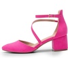 image:imageDREAM PAIRS Womens Closed Pointed Toe Low Chunky Heels Pumps Ankle Strap Wedding Business Dressy ShoesHot Pinksuede