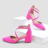 image:imageDREAM PAIRS Womens Closed Pointed Toe Low Chunky Heels Pumps Ankle Strap Wedding Business Dressy ShoesHot Pinksuede