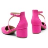 image:imageDREAM PAIRS Womens Closed Pointed Toe Low Chunky Heels Pumps Ankle Strap Wedding Business Dressy ShoesHot Pinksuede