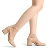 image:imageDREAM PAIRS Womens Closed Pointed Toe Low Chunky Heels Pumps Ankle Strap Wedding Business Dressy ShoesNudenubuck