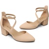 image:imageDREAM PAIRS Womens Closed Pointed Toe Low Chunky Heels Pumps Ankle Strap Wedding Business Dressy ShoesNudenubuck