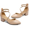 image:imageDREAM PAIRS Womens Closed Pointed Toe Low Chunky Heels Pumps Ankle Strap Wedding Business Dressy ShoesNudepu