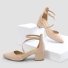 image:imageDREAM PAIRS Womens Closed Pointed Toe Low Chunky Heels Pumps Ankle Strap Wedding Business Dressy ShoesNudepu