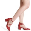 image:imageDREAM PAIRS Womens Closed Pointed Toe Low Chunky Heels Pumps Ankle Strap Wedding Business Dressy ShoesRedpu