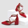 image:imageDREAM PAIRS Womens Closed Pointed Toe Low Chunky Heels Pumps Ankle Strap Wedding Business Dressy ShoesRedpu