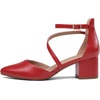 image:imageDREAM PAIRS Womens Closed Pointed Toe Low Chunky Heels Pumps Ankle Strap Wedding Business Dressy ShoesRedpu