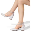 image:imageDREAM PAIRS Womens Closed Pointed Toe Low Chunky Heels Pumps Ankle Strap Wedding Business Dressy ShoesSilver