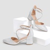 image:imageDREAM PAIRS Womens Closed Pointed Toe Low Chunky Heels Pumps Ankle Strap Wedding Business Dressy ShoesSilver